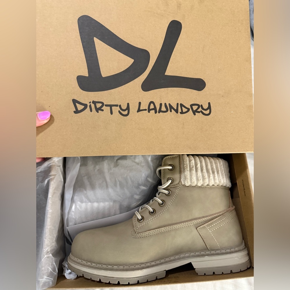 Dirty Laundry Beige Knit Cuff Boots